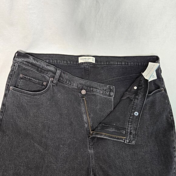 ABERCROMBIE & FITCH The '90s Slim Straight Hi-Rise Black Jeans Size 36/22R NEW! - Picture 9 of 16